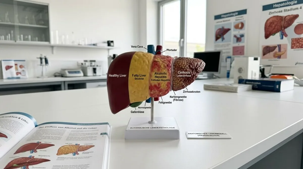Anabolika — anatomisches Lebermodell im medizinischen Kontext, Darstellung von Organschäden
