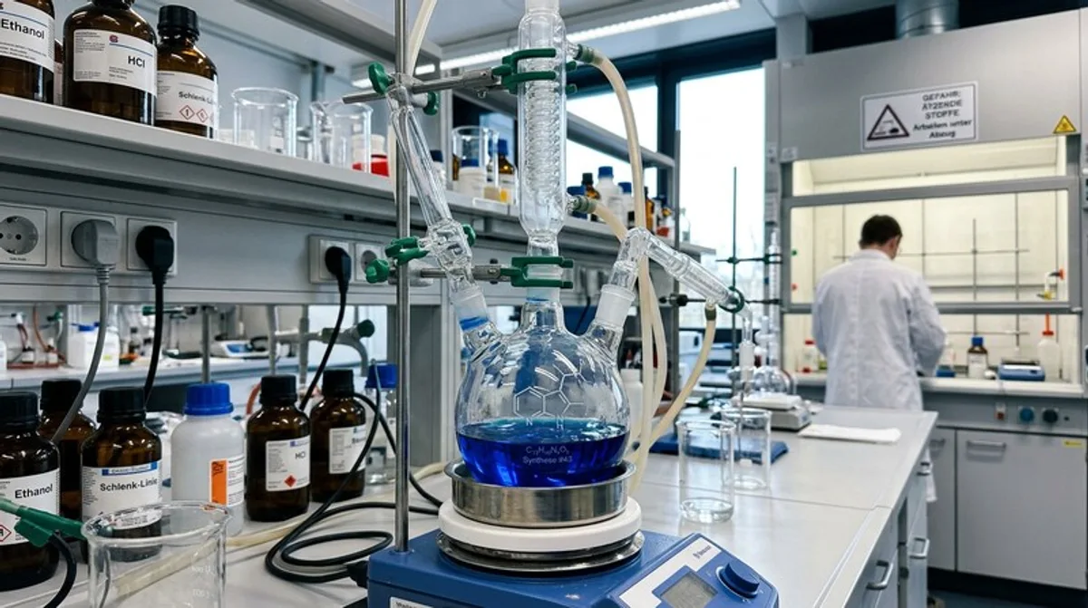 H4CBD Hexahydrocannabidiol — Chemiesynthese im Labor, Reaktionskolben bei der Hydrierung