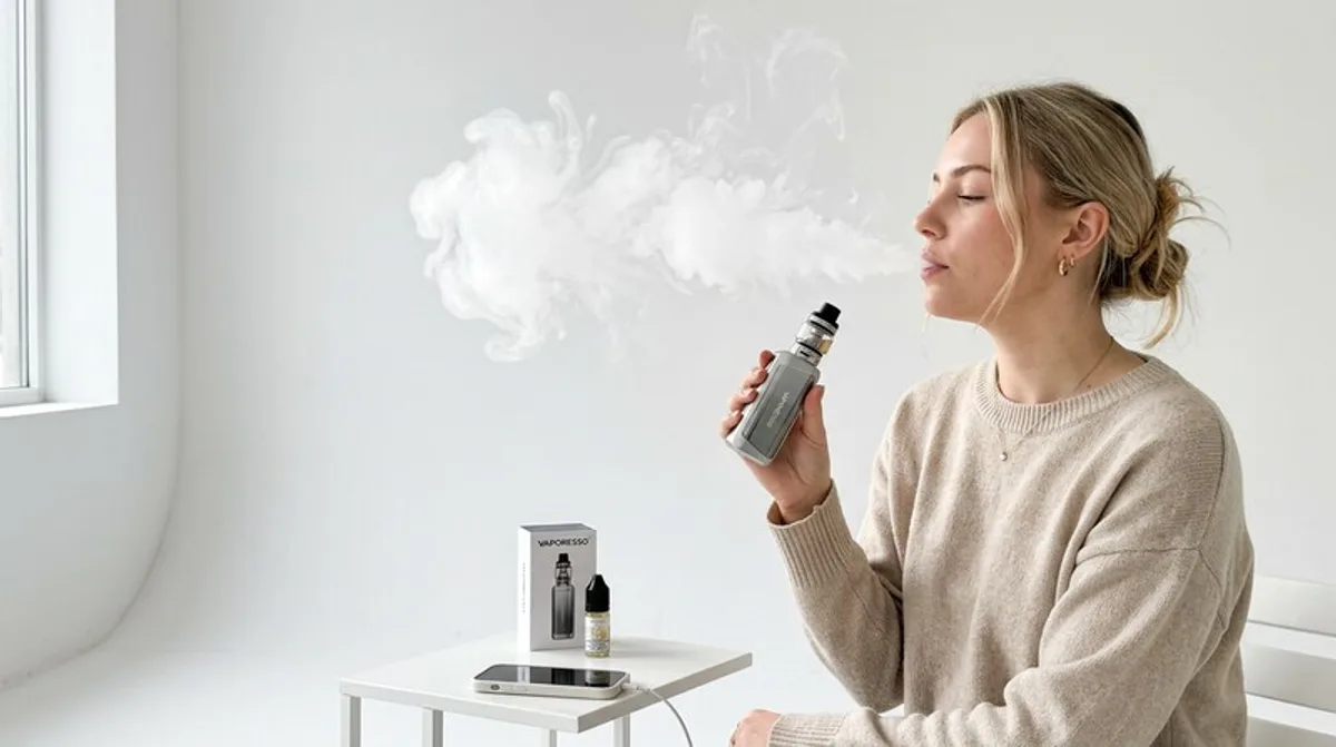 Inhalanzien — E-Zigarette mit Dampf, symbolisch für das Inhalieren flüchtiger Substanzen