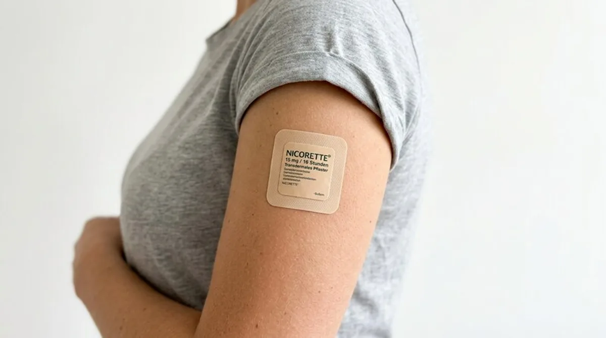 Nikotinpflaster am Arm — Nikotinersatztherapie zur Raucherentwöhnung
