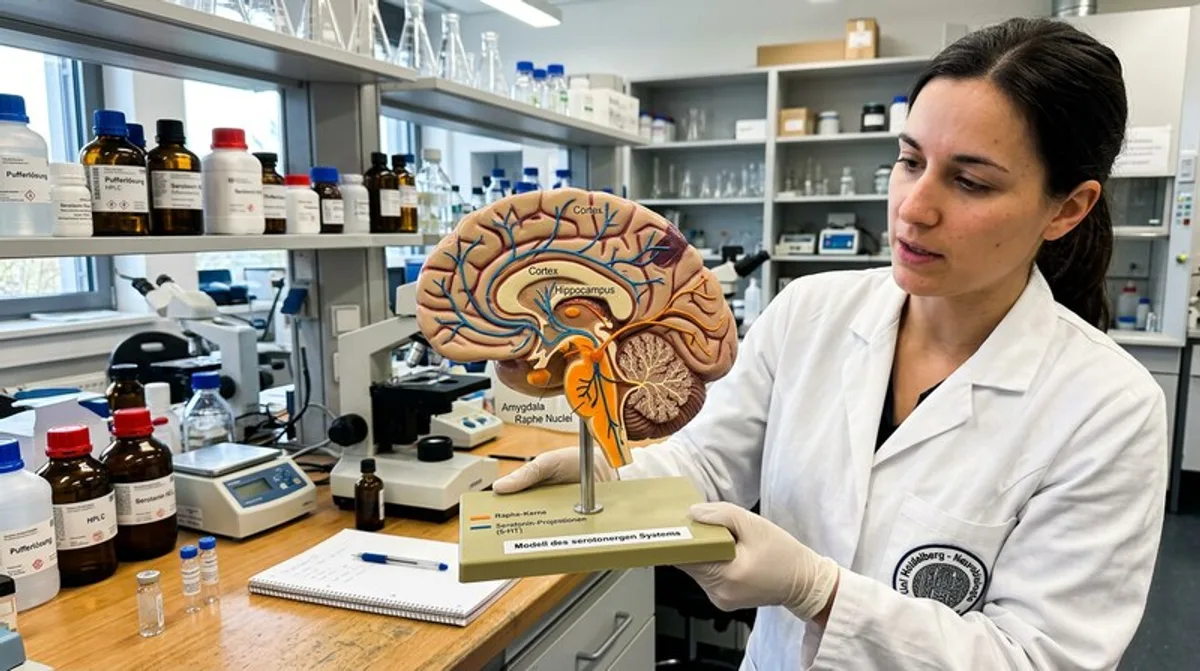 Serotonin-Gehirn-Neurotransmitter-Modell — Wissenschaft und Labor