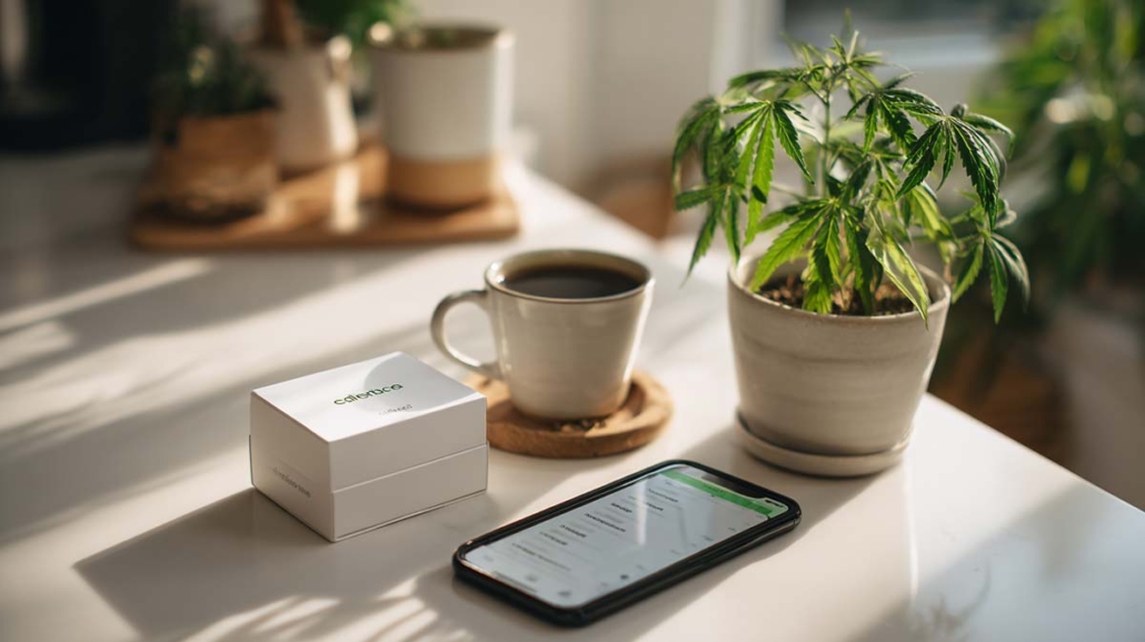 zuhause-tisch-online-shop-cannabis-weed-blueten-iphone-bestellung-lieferung-paket